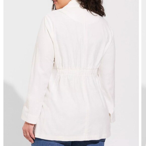 Torrid Linen Blend White Basic Blazer Jacket Lightweight White Casual Button Up - Picture 8 of 8